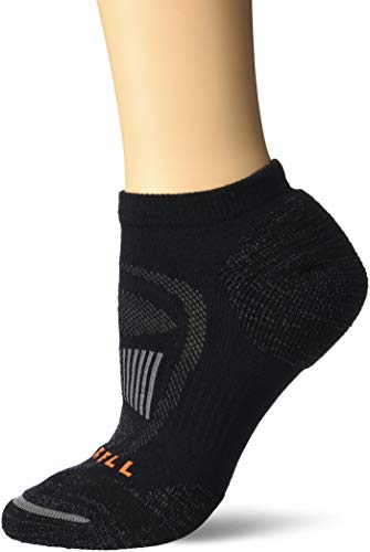 Merrell womens 1 Pack Cushioned Zoned Light Hiker (Low/Quarter/Crew Cut Socks) Casual Sock, Onyx (Low Cut), Shoe Size 4-10 US