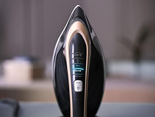 Tefal High Pressure Steam Generator Iron with Smart LED Light, 750g/min Steam Boost, 9 Bar Pressure, Horizontal and Vertical Steaming, Smart Steam Release, GV9820 Pro Express Vision Black & Gold