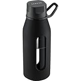 Takeya Classic Glass Water Bottle with Silicone Sleeve, Black, 16 oz