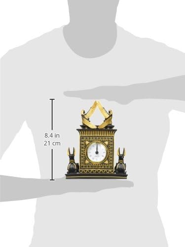 Miniatura 8 de Design Toscano Temple of Anubis - Estatua de reloj de mesa de renacimiento egipcio, 8 pulgadas, negro y dorado