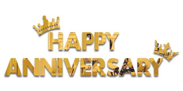 Image of Bikri Kendra - Happy Anniversary with King & Queen Crown Letter Mirror Sticker, Acrylic stikcer, Decorative Mirror Sticker for Wall, Bedroom, Hall, Living Room, Kitchen. (Gold Anniversary)