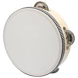 Jiozermi 6 Inch Wood Tambourines for Adults Church, Handheld Tambourines with Jingle Bells Educational Musical Instruments, Adults, Church, School and Party