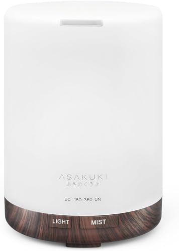 Image of ASAKUKI 300ML Essential Oil Diffuser, Quiet 5-in-1 Premium Humidifier, Home Fragrance Aroma Diffuser with 7 LED Color Changing Light and Auto-Off Switch -Light Brown