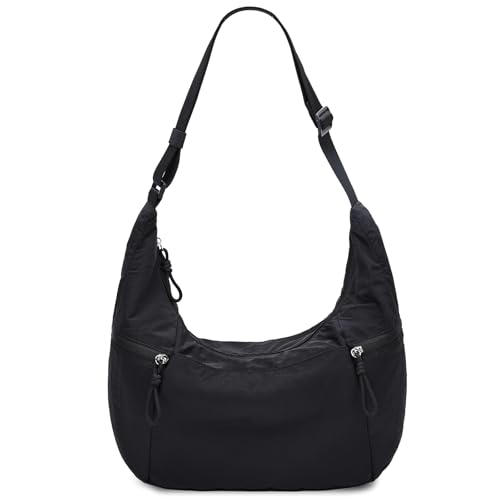 Image of VASCHY Crossbody Crescent Bag for Women, Casual Lightweight Nylon Large Slouchy Hobo Bags Purses for Travel /Gym /Work /College