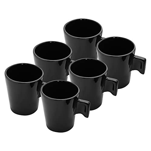 Mimo Style Mini Canecas Para Café Com 6 Peças Preta, Sua Cor É Elegante e Combina com Qualquer Ambiente, de Cerâmica Com o Melhor Isolamento Térmico, Durabilidade Que Torna o Produto Sustentável