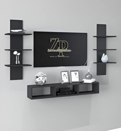Zanaatopedia TV Entertainment Unit for Living Room/TV Stand Wall Mount/Engineered Wood TV Panel/Set-Up Box Holder/TV Unit for Home/TV Cabinet for 43″ LCD (Z Black) Zanaatopedia TV Entertainment Unit for Living Room/TV Stand Wall Mount/Engineered Wood TV Panel/Set-Up Box Holder/TV Unit for Home/TV Cabinet for 43″ LCD (Z Black)