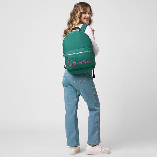 Image of Caprese Venus 19L Laptop Backpack Large | Stylish Color Block Bag with Signature Logo | 2 Compartments with Trolley Sleeve | Spacious Adjustable Strap Travel Backpack for Women