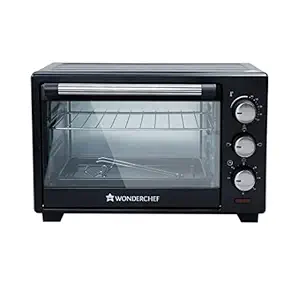 Wonderchef Oven Toaster Griller (OTG) - 19 litres, Black - with Auto-Shut Off, Heat-Resistant Tempered Glass, Multi-Stage Heat Selection | Bake, Grill, Roast | Easy clean