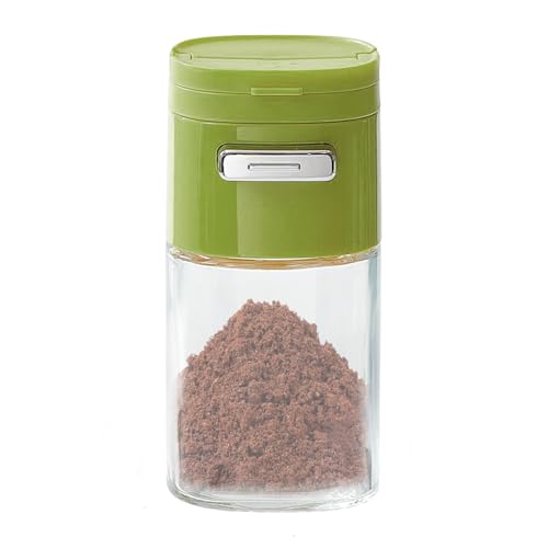 Sghtil Salero | Dispensador de Sal de Vidrio con Tapa Presionable | Base Antideslizante Pimentero de Ancha para Cocina Mesa Comedor Cafetería