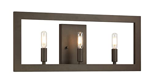 XiNBEi Lighting 3 Light Wall Light Fixture, Industrial Dark Bronze Sconces Wall Lighting with LED Bulb Bathroom Vanity Light