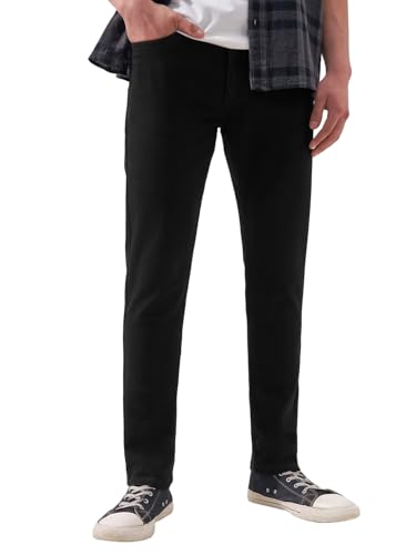 Image of Highlander Mens Tapered Fit Denim Jeans for Man |Jeans Pant Cropped Length|Mid-Rise|Stylish Casual Wear with Stretchable Fabric