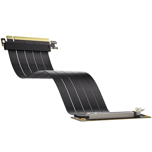 AsiaHorse PCIE 4.0 Extension Cable, Black 16x Shielded High Speed GPU Riser Cable with PCI Express Port for GPU Extension Card, Length 25cm