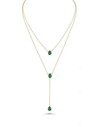 Long 18K Gold Plated Blue Green Red Layered Pendant Necklace For ...