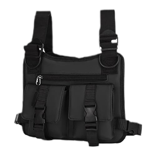 Rrlihjgu - Chaleco de running para hombre, bolsa de pecho ligera y ajustable, para hombre, para fitness, hidratación, deportes, viajes, senderismo, ciclismo y caminata, Negro , Se référer au