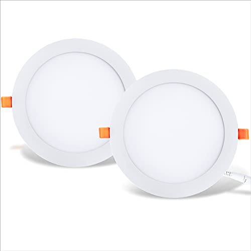 LVWIT Downlight LED Techo Superficie - 18W equivalente a 108W, Paneles Redondo Empotrable de 1600 Lúmenes, Lámparas de Techo Luz de Color Blanco Neutro 4000K. - Pack de 2 Unidades.