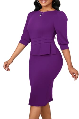 Image of ZVO Midi Dress for Women Pencil Dress Fashion Work Dress Elegant Church Dress High Waist Outfits