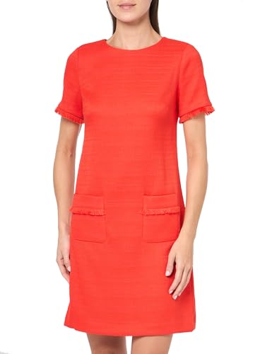 Image of Tommy Hilfiger Women's Pleated Trim Short Sleeve High Neck Shift Mini Dress