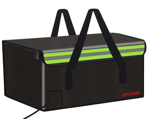 IANDAIROK E-Bike-Akkutasche, feuerfest, große Kapazität für Lipo Akkus, Aufbewahrung, Laden, Transport, Zuhause, Büro, Reisen, feuerfest, sichere Aufbewahrungstasche, 50 x 35 x 30 cm