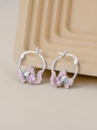 Hypoallergenic Axolotl/Butterfly Hoop Earrings for Women 925 Sterling Silver Animal Huggie Hoop Earrings Jewelry Gift for Sensitive Ears2
