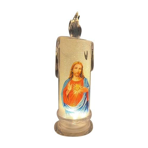 Luz nocturna pequeña, 1 paquete de vela de Navidad sin llama con calcomanía, funciona con pilas, vela temática navideña para decoraciones navideñas con luz nocturna de viaje sin llama para niños (F