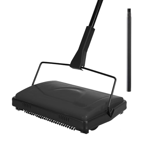 Yocada Carpet Sweeper Cleaner 4 Poles for Home Office Low Carpets Rugs Undercoat Carpets Pet Hair Dust Scraps Paper Small Rubbish Cleaning with a Brush Black