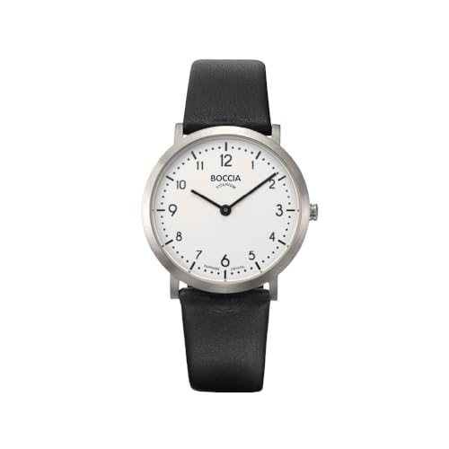 Montre à Quartz pour Femme Ultra Plate Boccia 3335-01 en Cuir Noir et Saphir