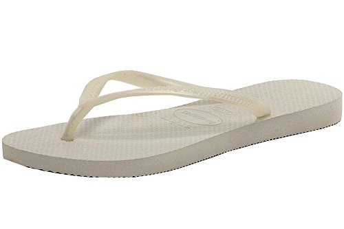 Havaianas Women's Slim Flip Flop Sandal, White, 7-8
