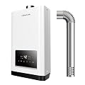 Propane Gas Tankless Water Heater with Vent Pipe, Indoor Installation, Max 3.6 GPM, 80,000 BTU Propane Residential On Demand Instant Tankless Hot Water Heater, Multiple Points of Use, 120V, White