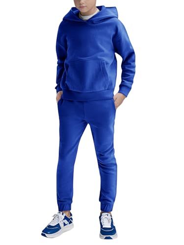 Image of Haloumoning Boys 2 Piece Outfits Sweatsuits Long Sleeve Pullover Hoodie and Sweatpants Tracksuit Set 5-14 Years