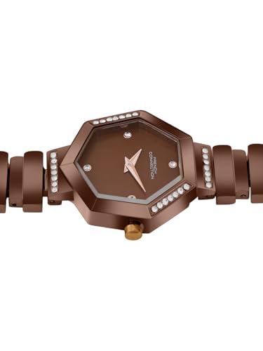 Image of French Connection Mop Brown Hexagonal Dial with Brown Stainless Steel Strap Watch for Womens - FCN0139BRGM