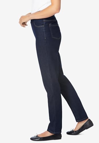 Woman Within Plus Size Womens Plus-Size Flex-Fit Slim-Leg Pull-On Gap-Free Stretch-Denim Jeans3