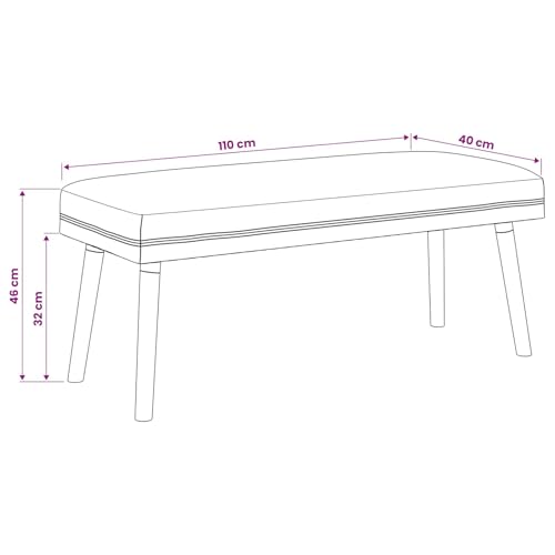 Banco rectangular moderno bouclé negro de 110x40x46 cm para asientos de dormitorio 4
