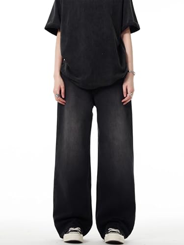 GUOYUXIAO Men's Jeans High Street Washed Denim Jeans Loose Fit Straight Leg Trouser for Men3