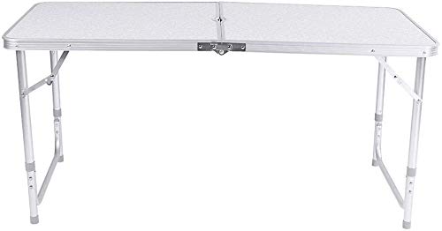 Preisvergleich Produktbild Ejoyous Aluminium Klapptisch Campingtisch, Klapptisch Campingtisch Faltbarer und höhenverstellbarer Reisetisch aus Alu für Party-Picknick-Camping-Outdoor-Aktivi... Weiß, 120 x 60 x 70 / 62 / 55 cm
