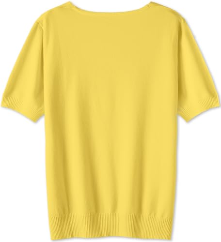 Image of DAIMIDY Women's Short Sleeve Sweater V Neck Summer Knit Tops | Business Casual Tops| Soft,Lightweight,Breathable and Comfortable| Perfect for Shopping,Date,Vacation,Daily Wear Etc.