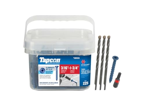 Tapcon 28555 3/16x1-3/4 Blue Star Drive Bugle Head Concrete Anchors 225/Box