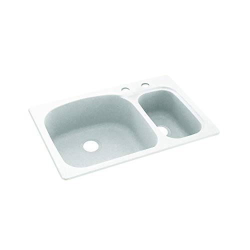 Swanstone KS03322LS.010-2C 2-Hole Solid Surface Kitchen Sink, 33" x 22", White