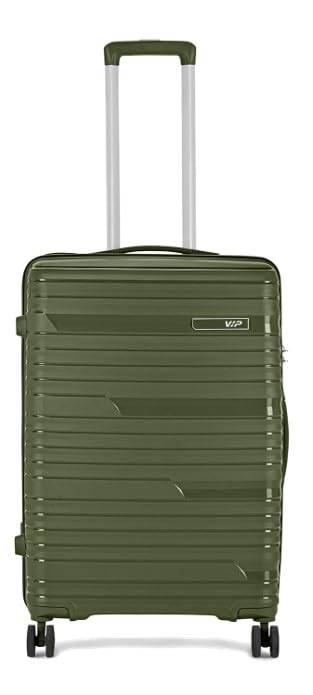 Image of VIP Matrix Hard Shell Trolley Luggage, 8 Wheels, PP Material with Flushed Combi Lock, Anti-Theft Zip (Green, Set of 2 (Cabin, Medium))