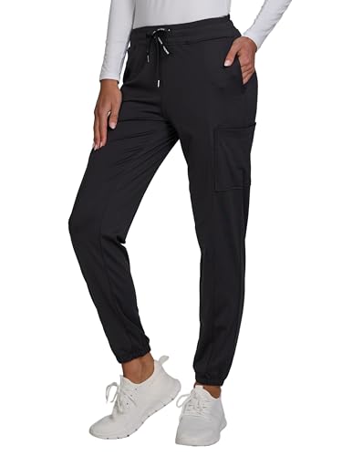 Nautica Scrub Pants for Women Joggers Stretchy Comfortable Yoga Scrubs Bottoms for Women Scrub Pant with Cargo Zipper Pockets Black