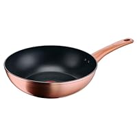 Lagostina Ros&eacute;, Wok Antiaderente &Oslash; 28 cm, Rivestimento Titanium, Indicatore di Calore Thermo-Signal, Manico Rivettato, Compatibile con Induzione, Colore Oro Rosa