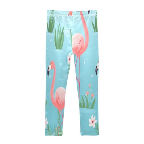 Bolaz Toddler Girls Leggings Printed Yoga Pants Leggings Pink Flamingos Green Leaves for Kids2