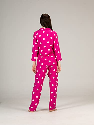 Image of Evolove Women's Cotton Full Sleeves Collared Night Suit Set /Top Pyjama Set Super Soft Comfortable (Nightsuit-Collar-FS-1)