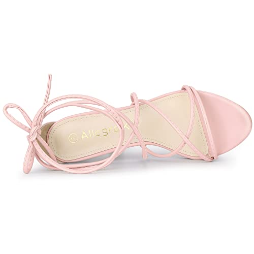 Allegra K Allegra K Women's Strappy Heels Lace Up Stiletto Pink Heel Sandals 6 M US