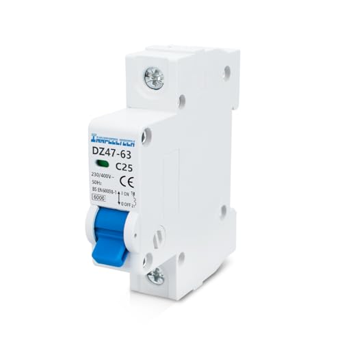 Image of Innfeeltech 1 Pcs 25 Amp Current 230V Miniature Circuit Breakers MCB Single Pole Type B for DIN Rail Mounting