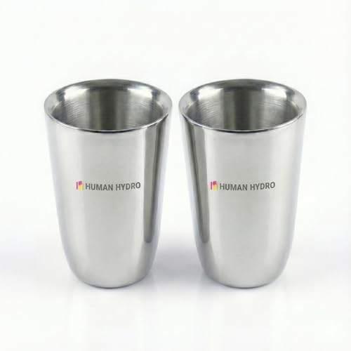 Image of Human Hydro Premium Double Wall Slim Stainless Steel Mugs | Set of 2 | 130 ml | Hot Inside & Cold Outside | Cool-Touch, Insulated Steel Tea & Coffee Mugs