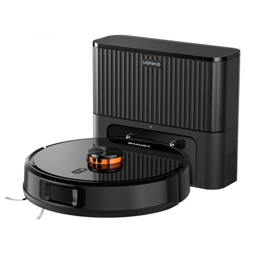 VONKO S6 Pro Robot Aspirador y Friegasuelos, con Estación de Vaciado, Potencia de Succión Extrema de 6000 Pa, Navegación LiDAR 2.0, Autonomía de 180 Min, Ideal para Pelo de Mascotas y Alfombras