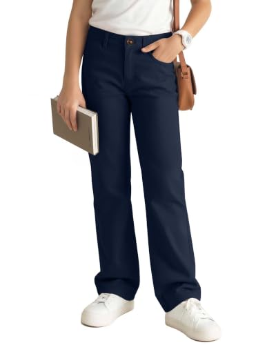 Custoneei - Custoneei Girls School Uniform Pants - Navy Blue Kids Dress Pants for Ages 13-14 Years - Best Deal on Amazon