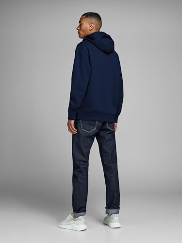 JACK & JONES Herren JJESOFT Sweat Hood, Kapuzenpullover, Navy Blazer/Shocking Orange, M 5