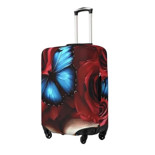 Beautiful Flower Butterfly Roses Elastic Travel Luggage Cover, Washable Spandex Suitcase Protector, Anti-Scratch Fits 18-32 Inch2