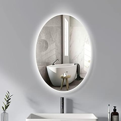 Oval LED-Spiegel für Badezimmer, beleuchtet Bad Licht Badspiegel Cover